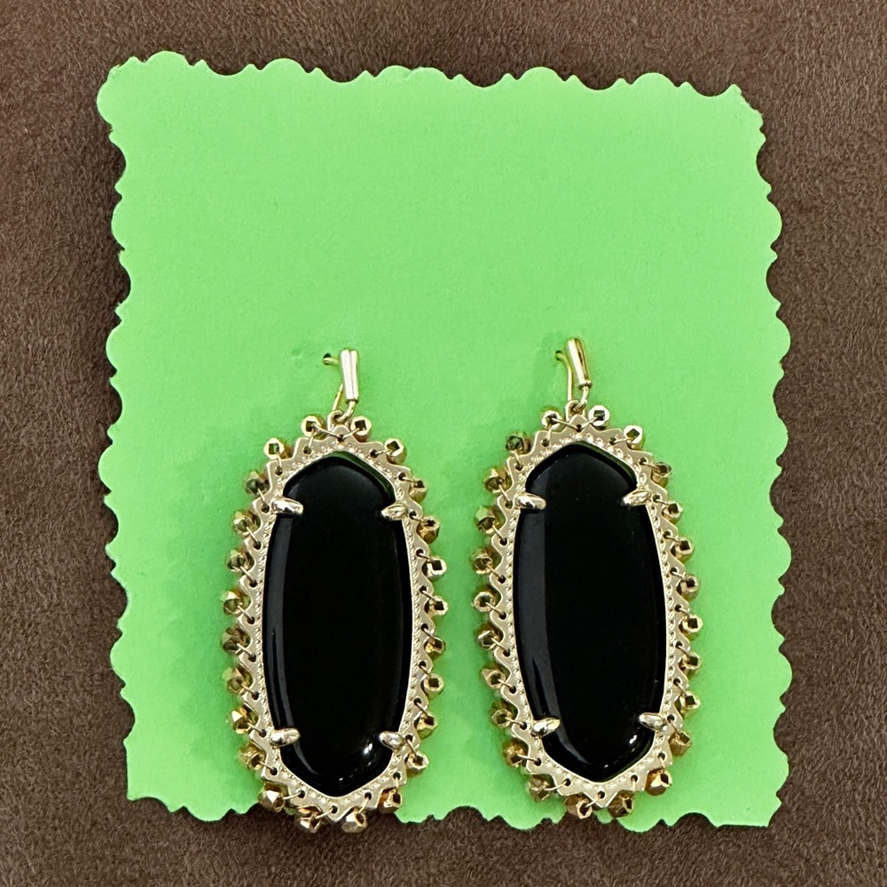 Elegant Fishhook Black & Gold Tone Earrings prom, formals, weddings, daily glam